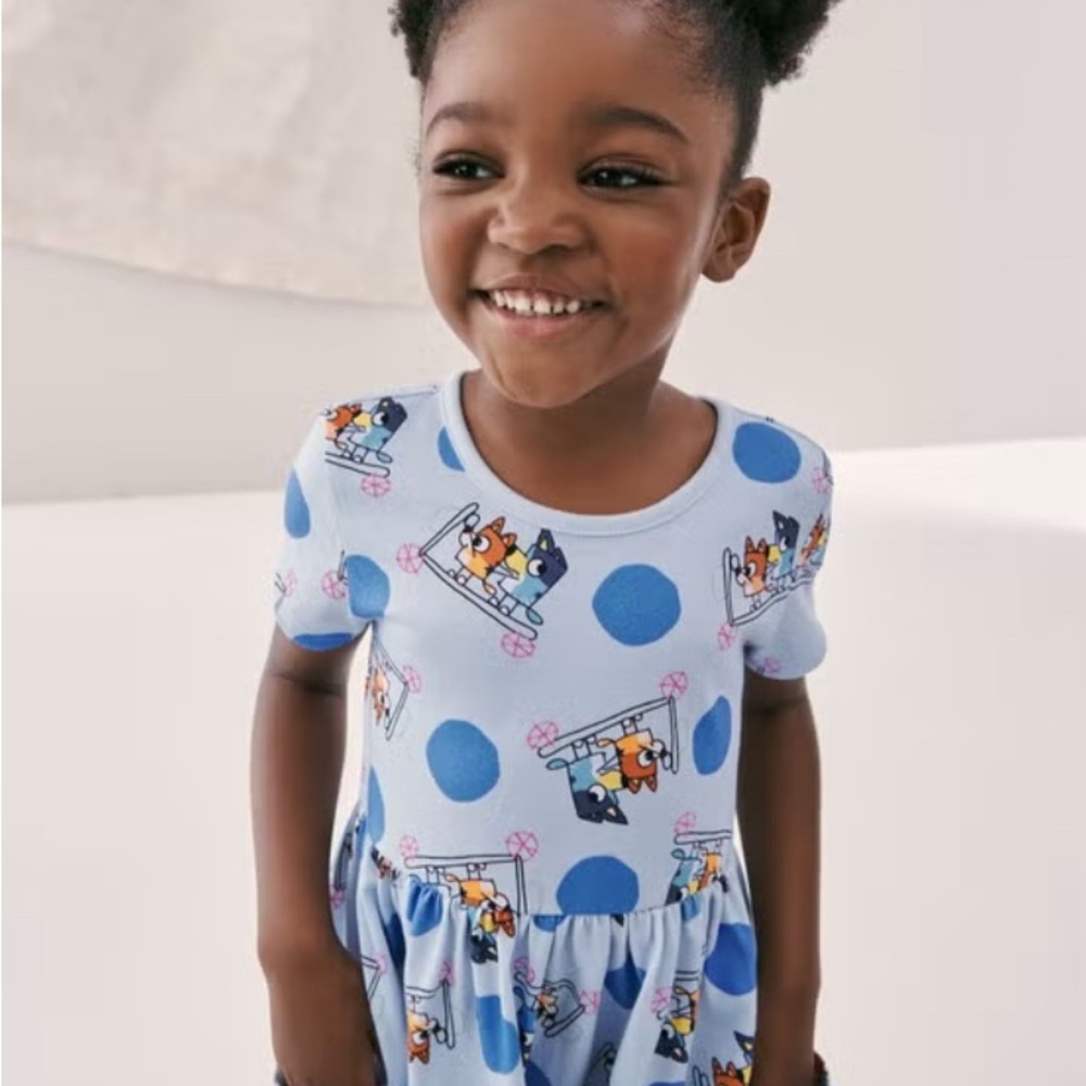 Hanna Andersson Blue Polka Dot Kids Dress size 120(6/7) NWT